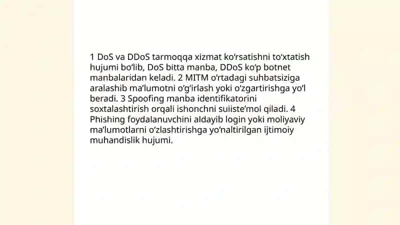 Tarmoq xavfsizligi asoslari 4