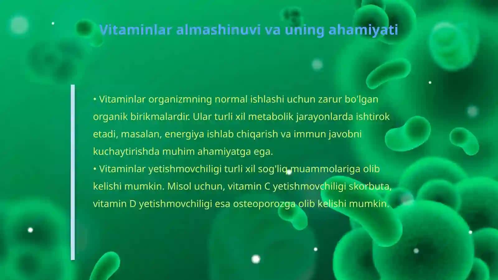 Komplement bog lash reaksiyasi mexanizmini ko'rib chiqish. Vitaminlar almashinuvi buzilishlari uchun xos bo lgan metabolik o'zgarishlar 4