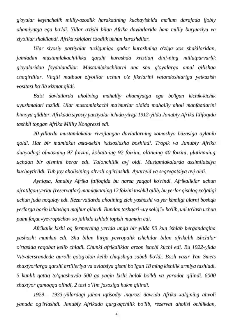 Birinchi jahon urushidan keyingi Afrika siyosiy xaritasi 4