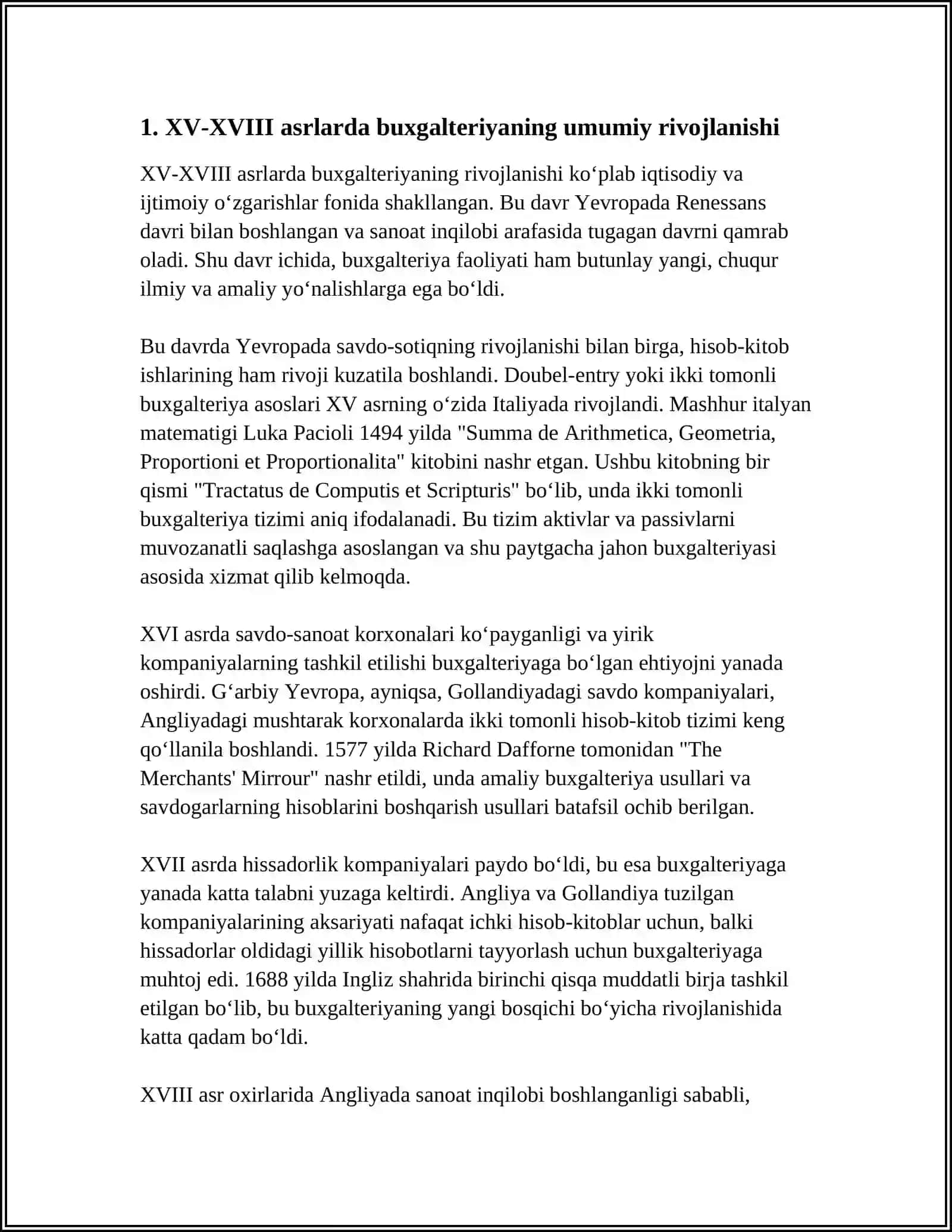 XV-XVIII ASRLARDA YEVROPADA IKKIYOQLAMA BUXGALTERIYA RIVOJI 4