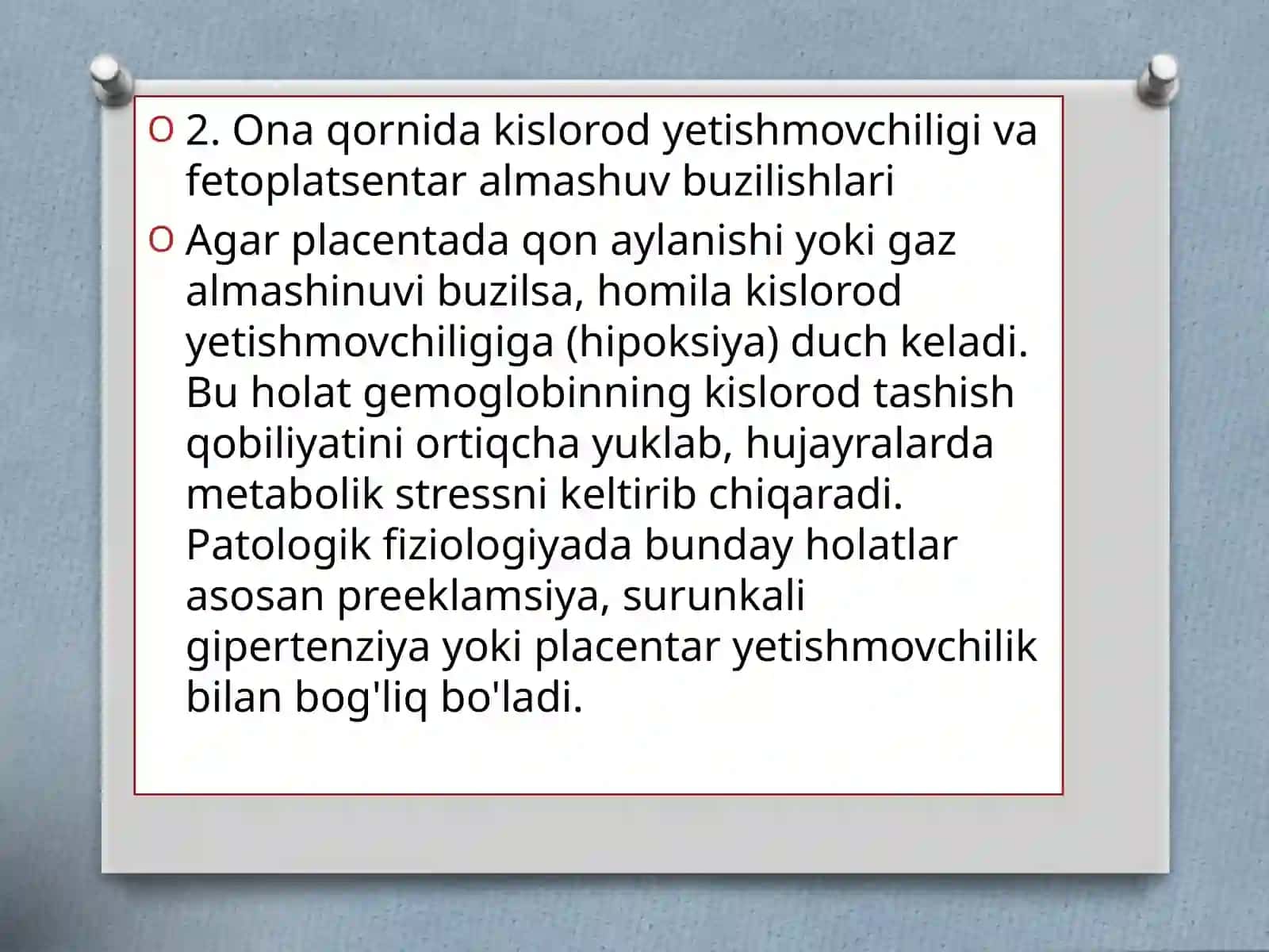 Ona qornida rivojlanish patologiyasi mavzusi 4
