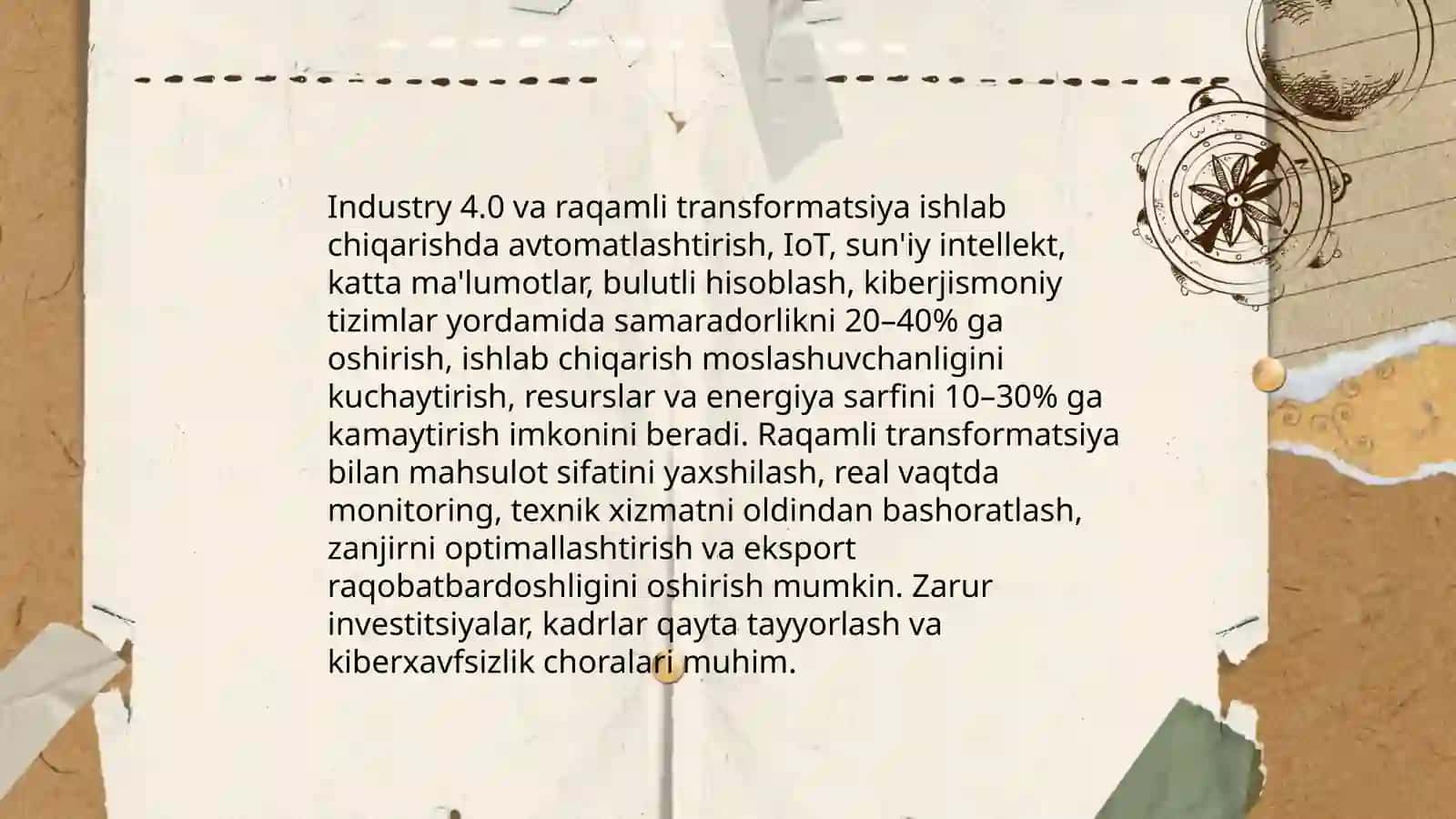 Yangi samarali texnologiyalar ishlab chiqarishda 4