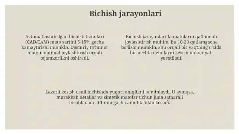 Kiyim ishlab chiqarish texnologik jarayon turlari 4