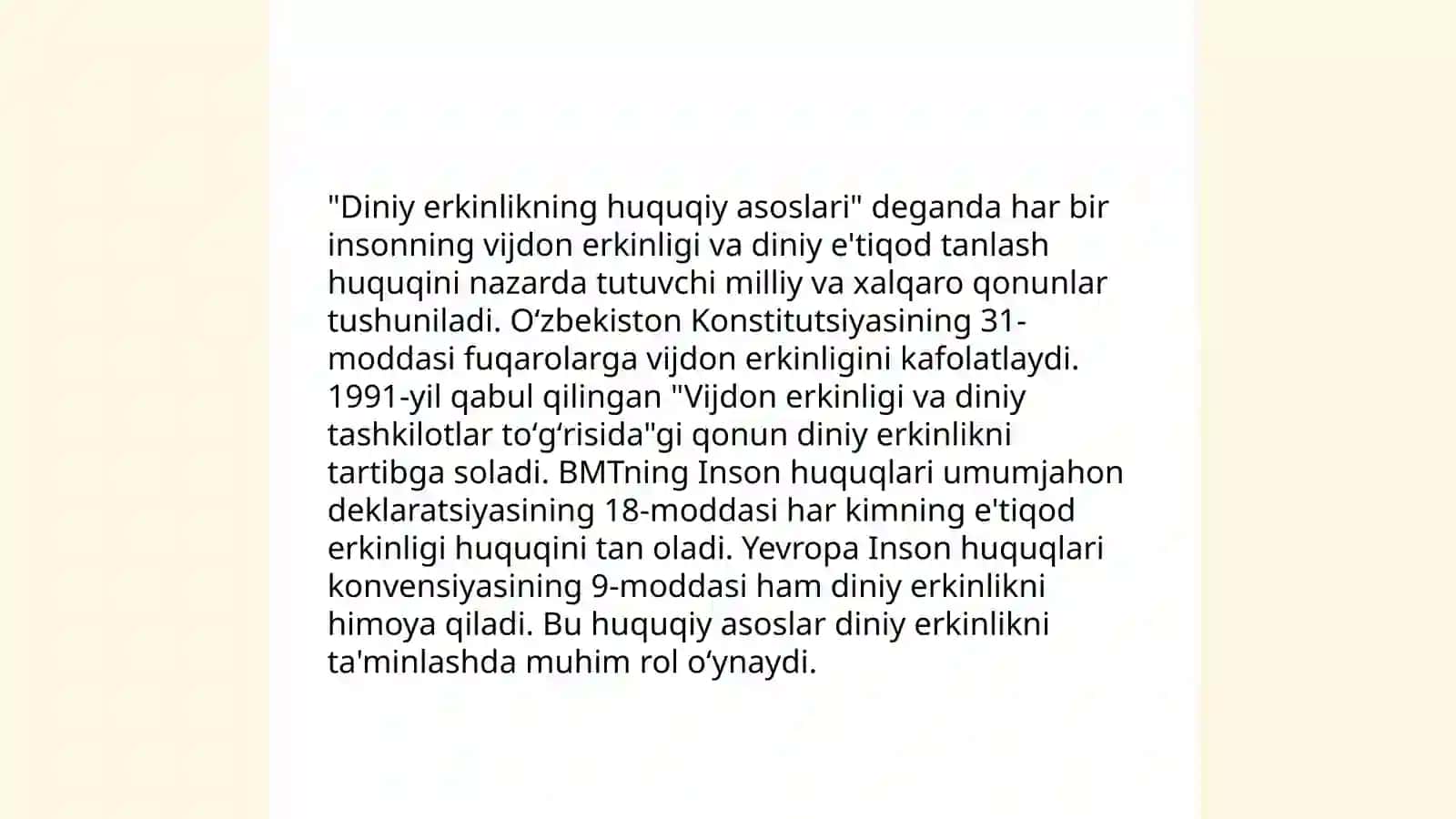 Vijdon erkinligi va diniy tashkilotlar 4