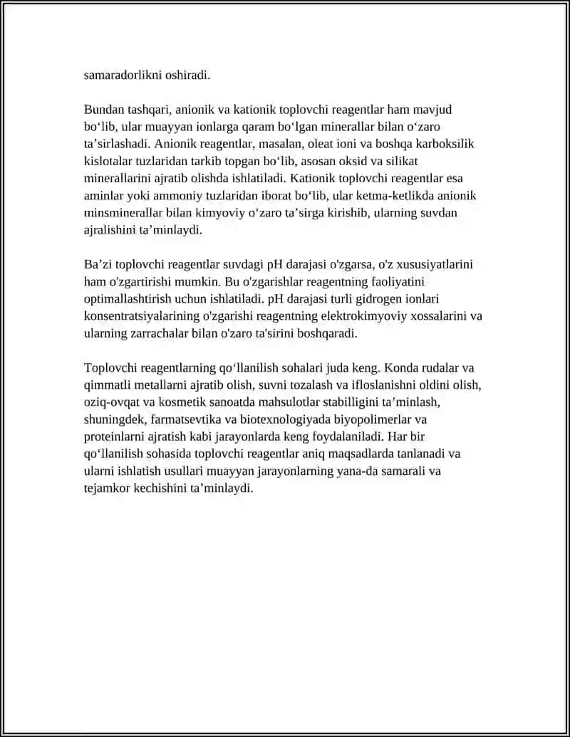 TOPLOVCHI REAGENTLAR HAQIDA MA’LUMOT VA ULARNING ZARRACHALARGA TA’SIRI 4