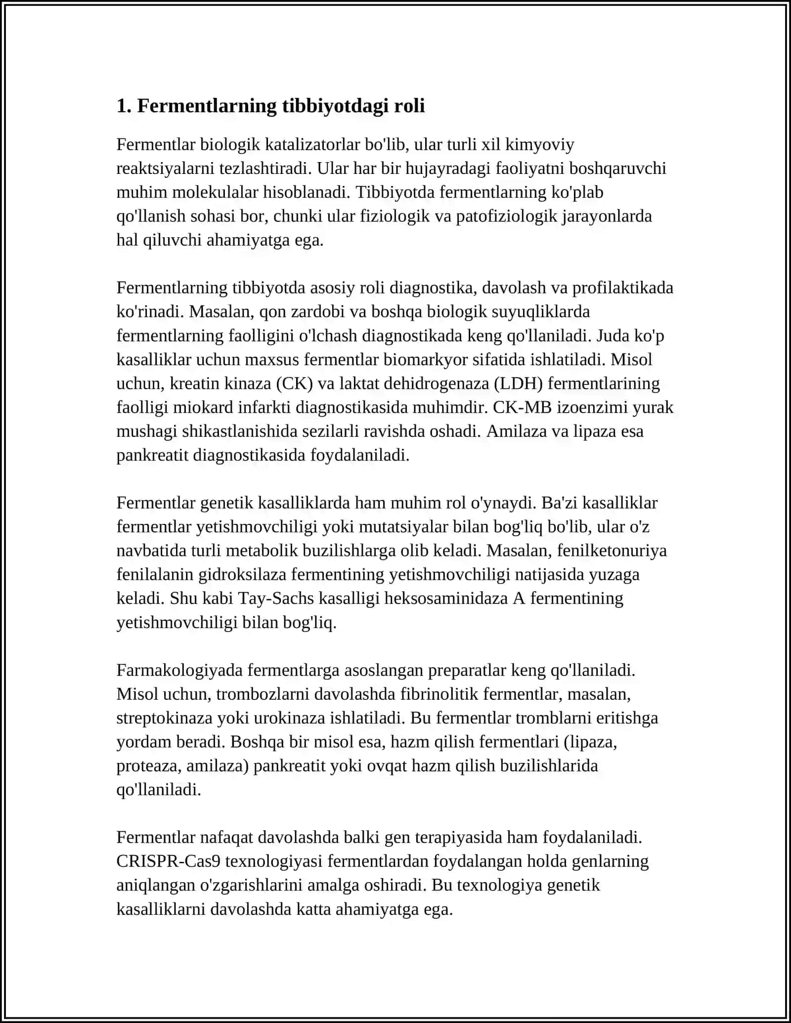 FERMENTLARNING TIBBIYOTDAGI AXAMIYATI, MALTAZA FERMENTINING TUZILISHI VA AHAMIYATI 4