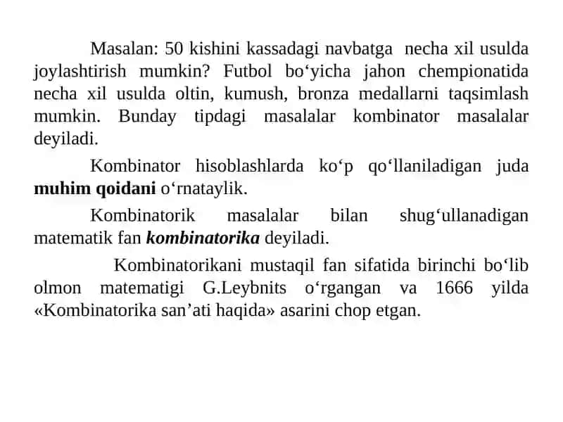 Kombinatorika va uning asosiy qoidalari 4