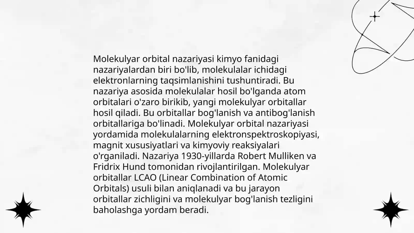 Geteronuklyar molekulalar va ularning molekulyar ionlarini elektron formulalari va energetik diargammalari 4