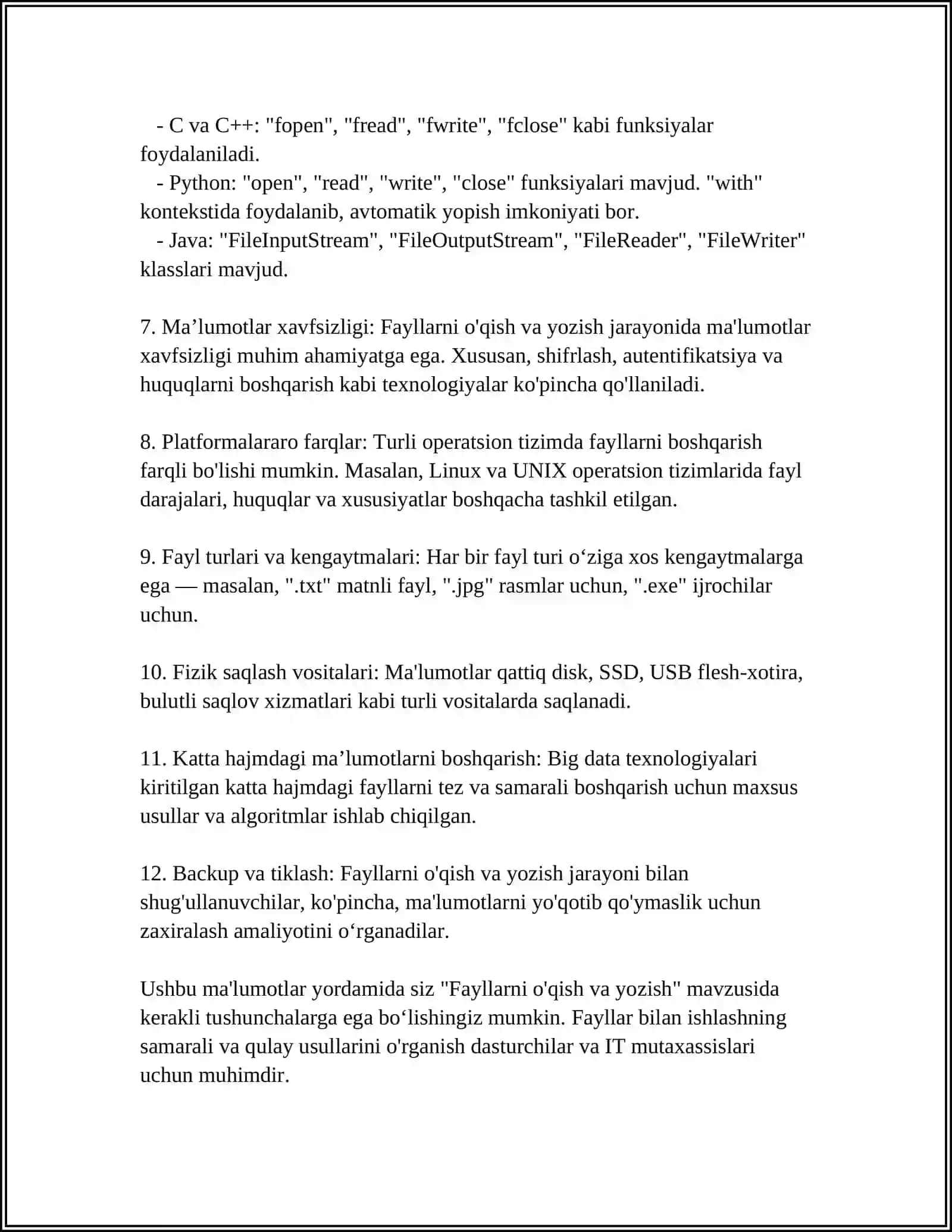 PYTHON DASTURLASH TILIDA FAYLLAR BILAN ISHLASH 4