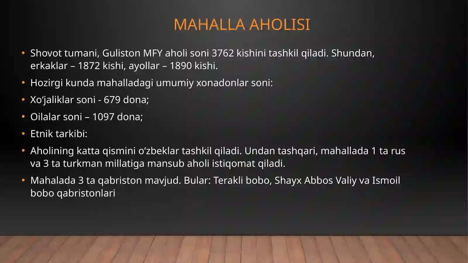 Mening o'lkam. Shovot tumani, Guliston MFY 4