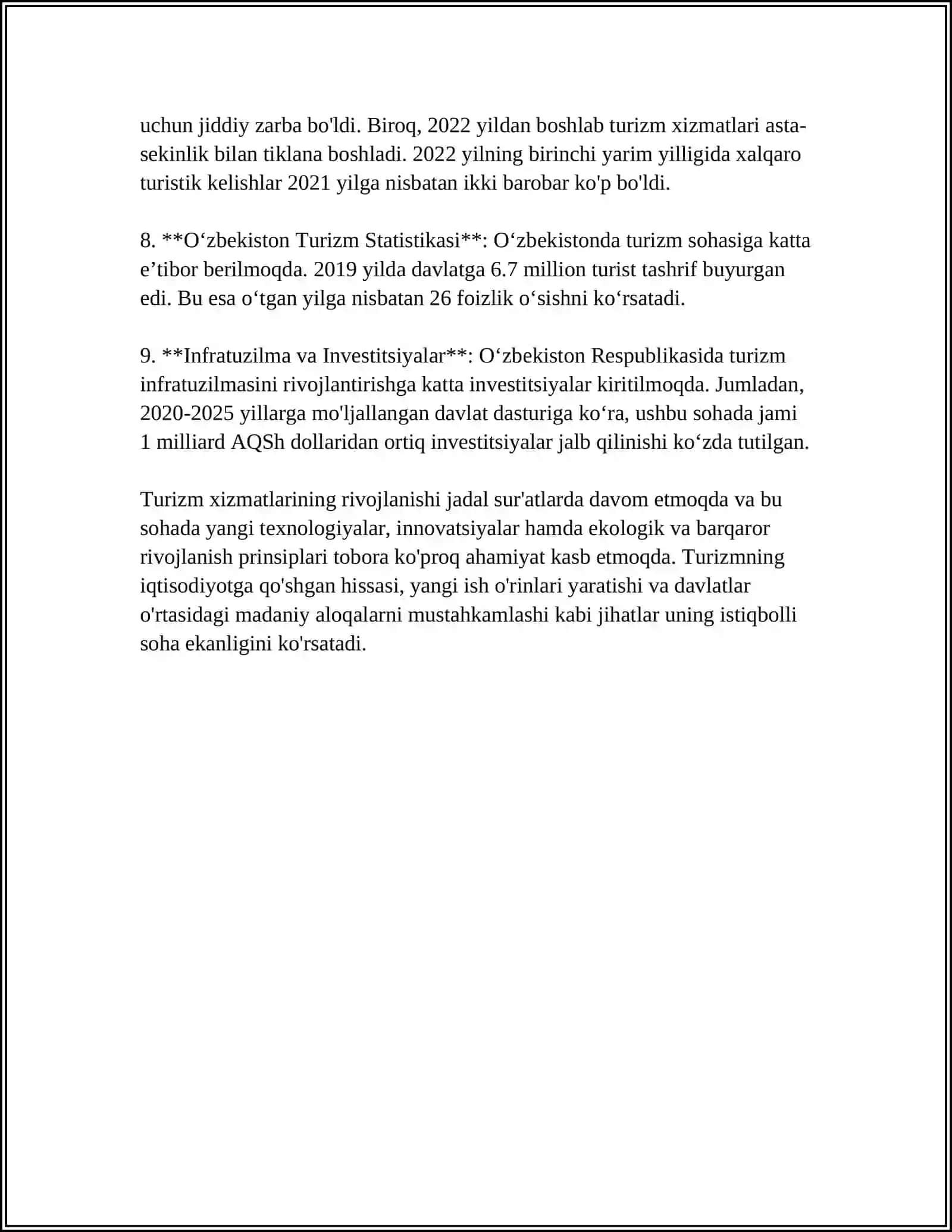 O'ZBEKISTON RESPUBLIKASIDA XIZMATLAR SOHASINING RIVOJLANISH DARAJASI 4