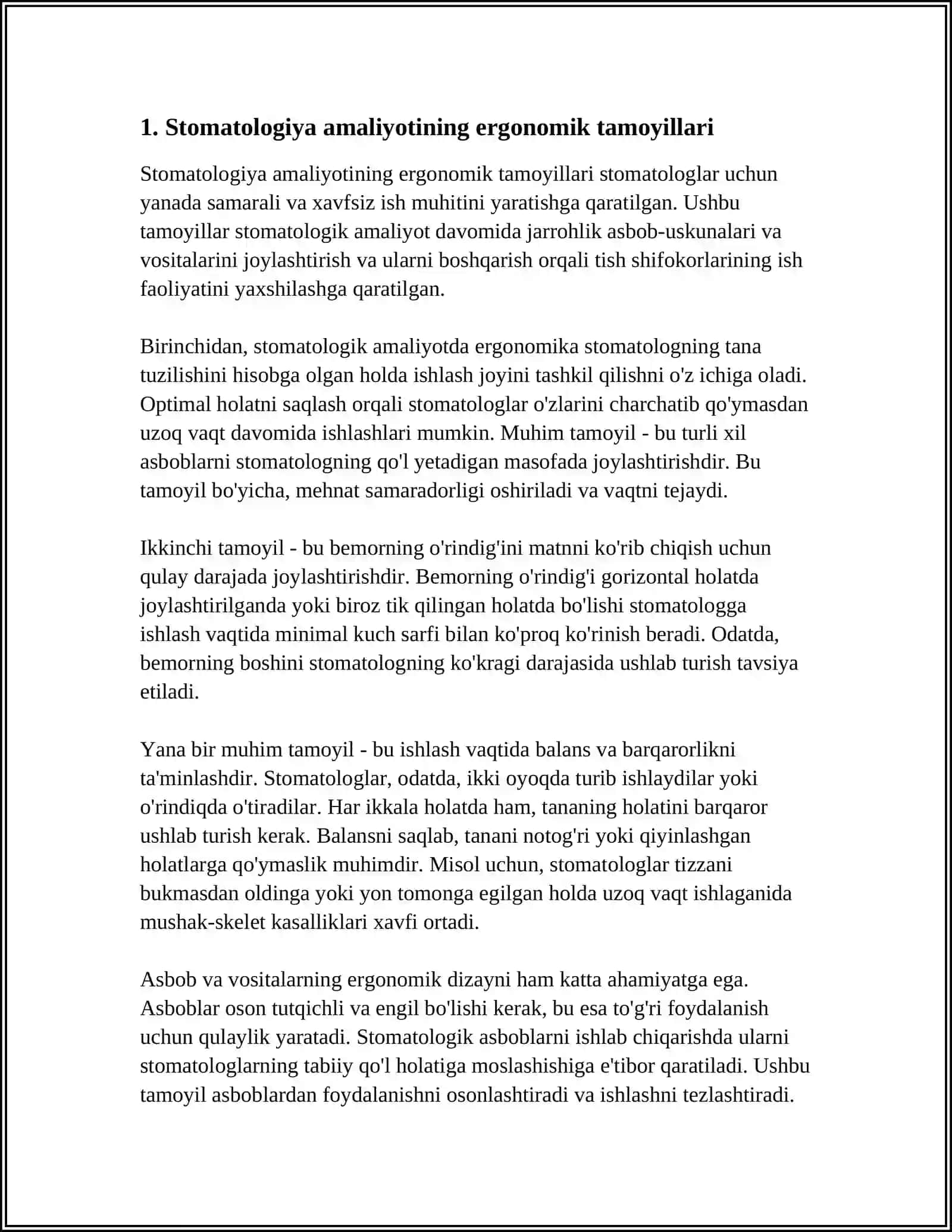 STOMATOLOG ISHINI TASHKIL ETISHNING ERGONOMIK ASOSLARI STOMATOLOGIYA BILIMLARINI TASHKIL ETISHNUNG ERGONOMIK ASOSLARI 4