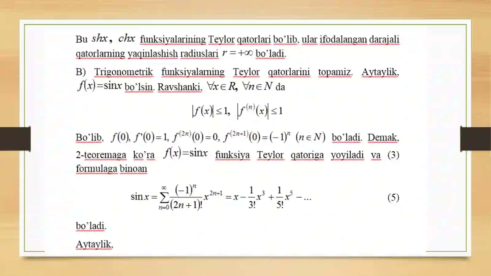 Raqamli axborotlarni teylor qatoriga yoyish algoritmi 4