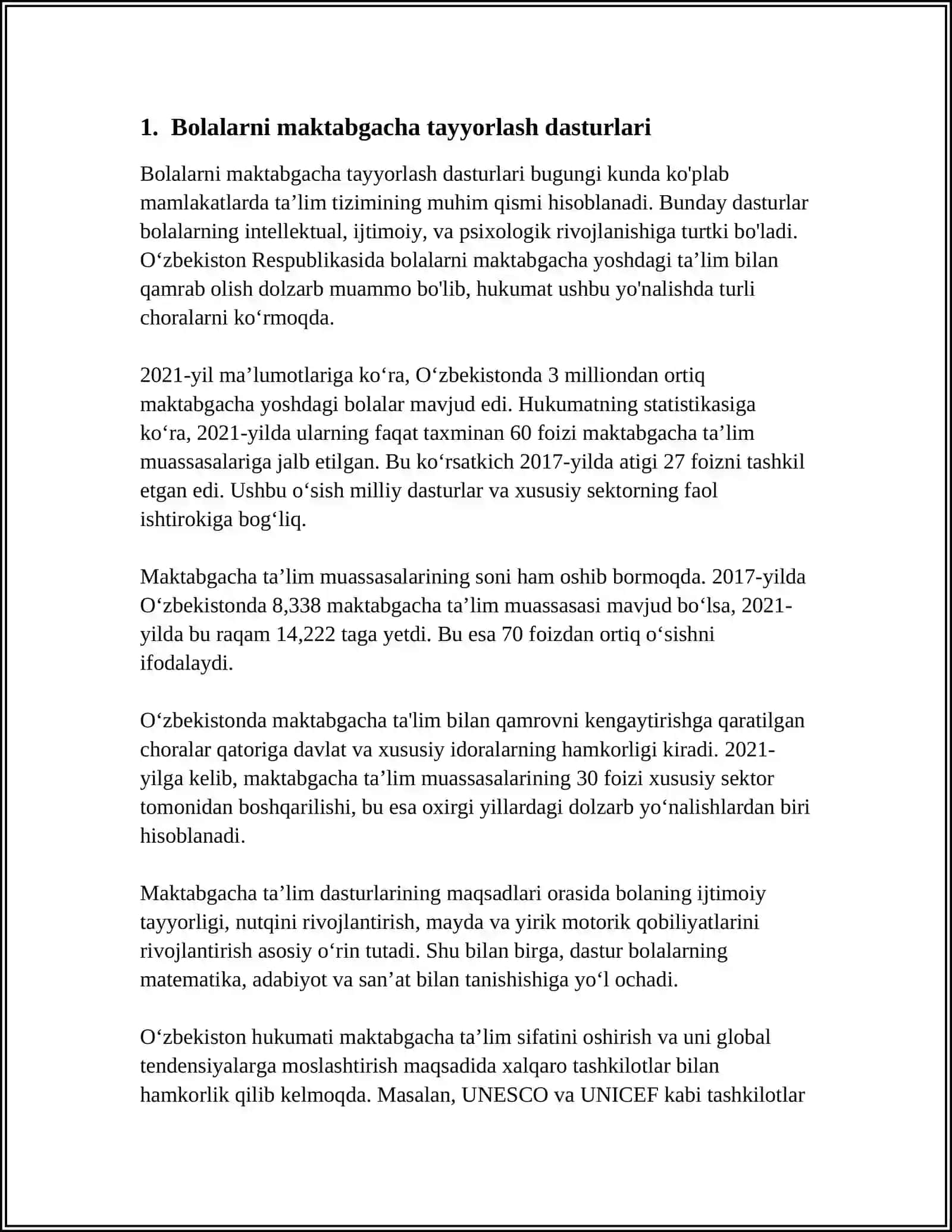 ILK QADAM DAVLAT DASTURI ASOSIDA MAKTABGACHA TALIM TASHKILOTLARI FAOLIYAT MARKAZLARIDA TALIM JARAYONI TASHKIL QILISH 4