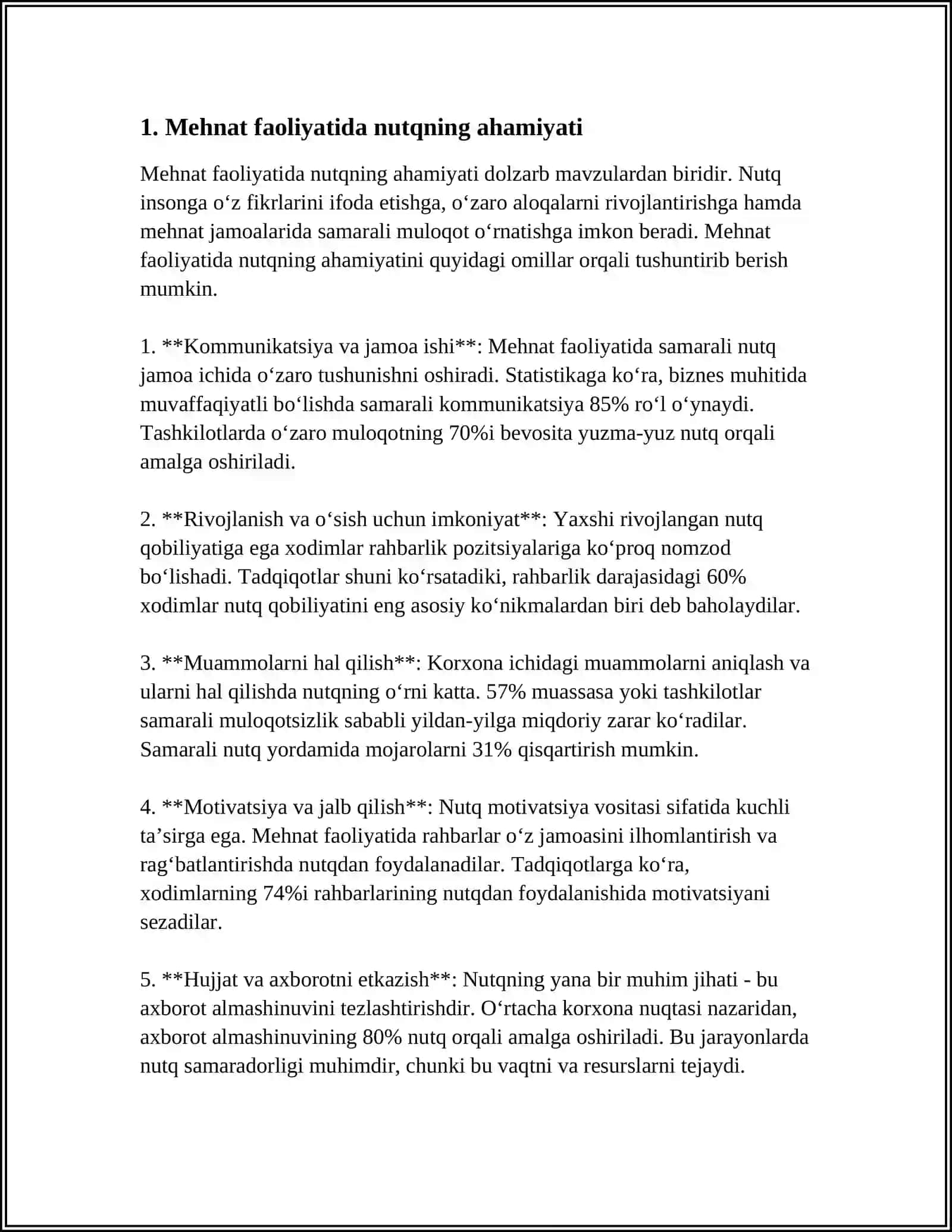 "MEHNAT FAOLIYATIDA NUTQNING VUJUDGA KELISHI VA RIVOJLANISHI" 4