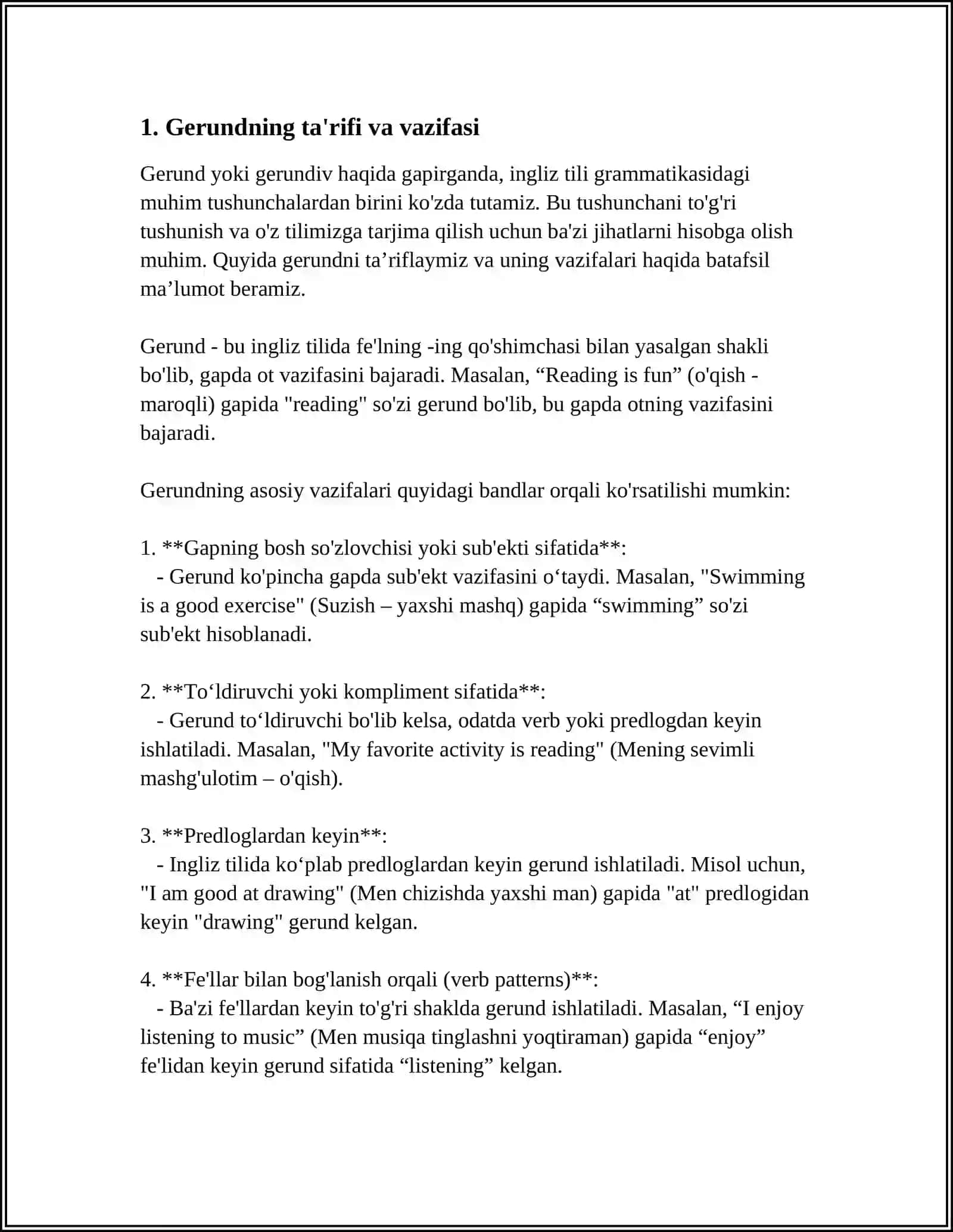 TEACHING GERUND (ING) IN ENGLISH AND IN UZBEK LANGUAGES 4