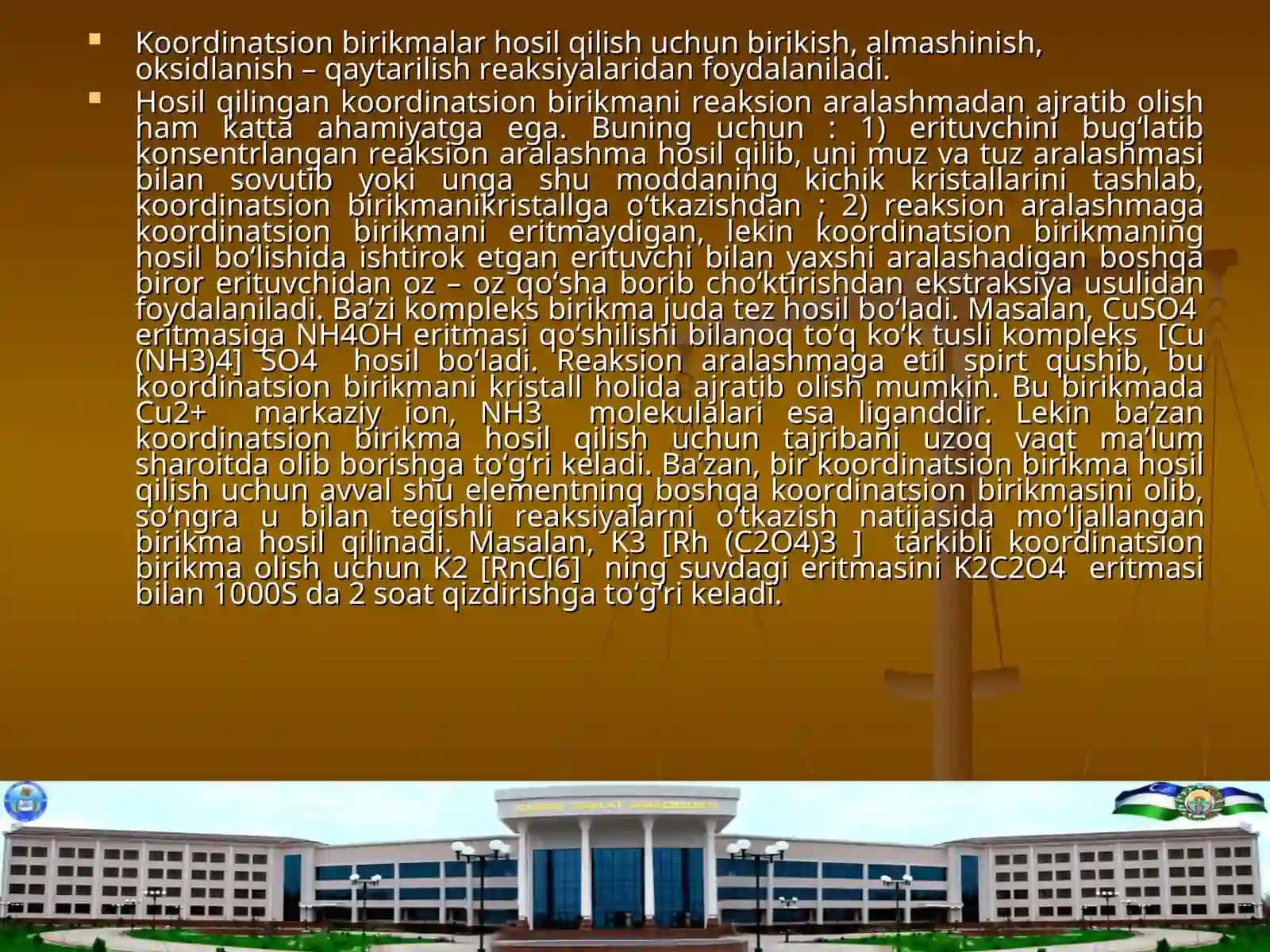 Kompleks birikmalar. Verner koordinatsion nazariyasining asosiy qoidalari 4