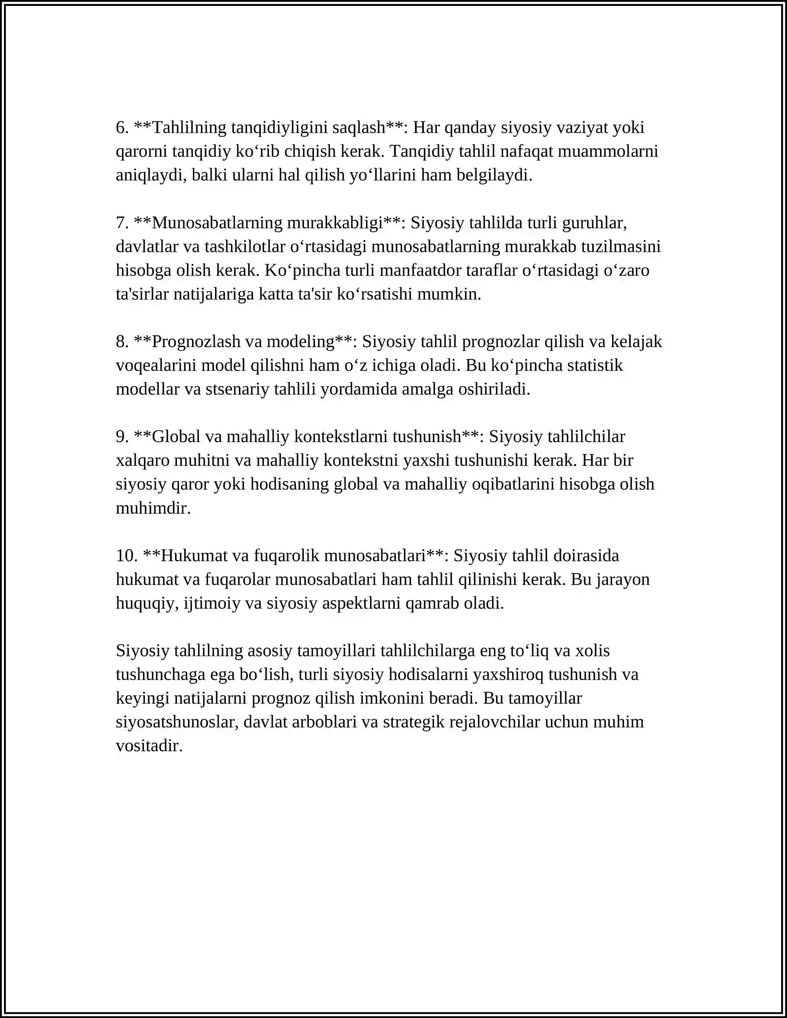 MUSTAQIL ISH Mavzu: SIYOSIY TAHLIL VA BASHORATDA QIYOSIY USULNI AHAMIYATI 4
