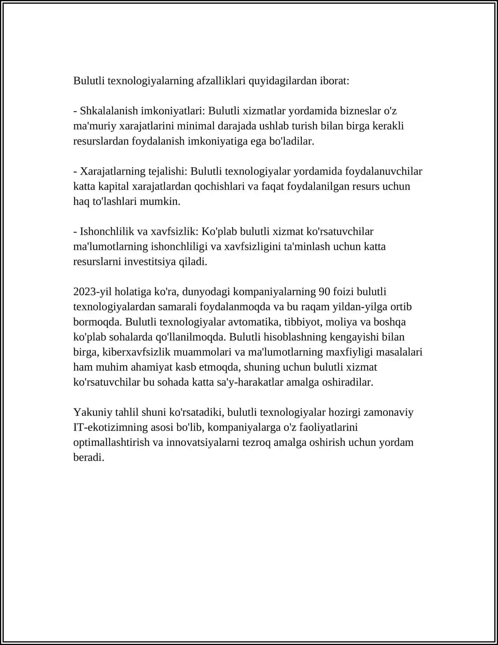 INFORMATIKA DARSLARIDA DASTURIY TA’MINOTLARDAN FOYDALANISH METODIKASI (BULUTLI TEXNOLOGIYALAR ASOSIDA) 4