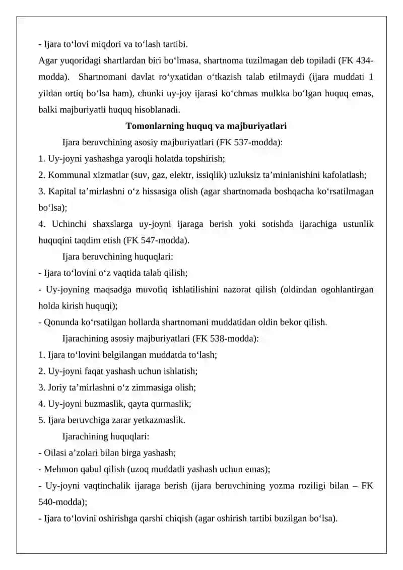 Uy-joy ijarasi shartnomasi 4