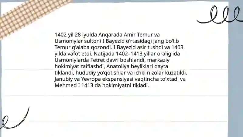 Amir Temur davlati va Usmoniylar imperiyasi o'rtasidagi munosabatlar 4