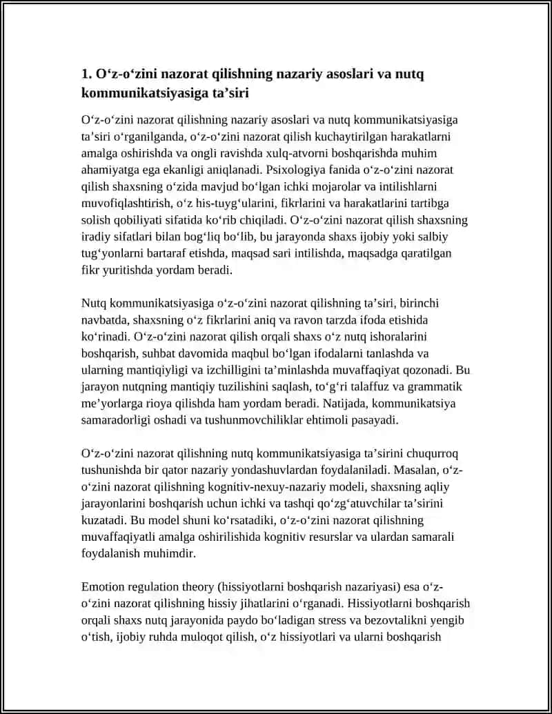 O‘z-o‘zini nazorat qilishning nazariy asoslari va nutq kommunikatsiyasiga taʼsiri 4