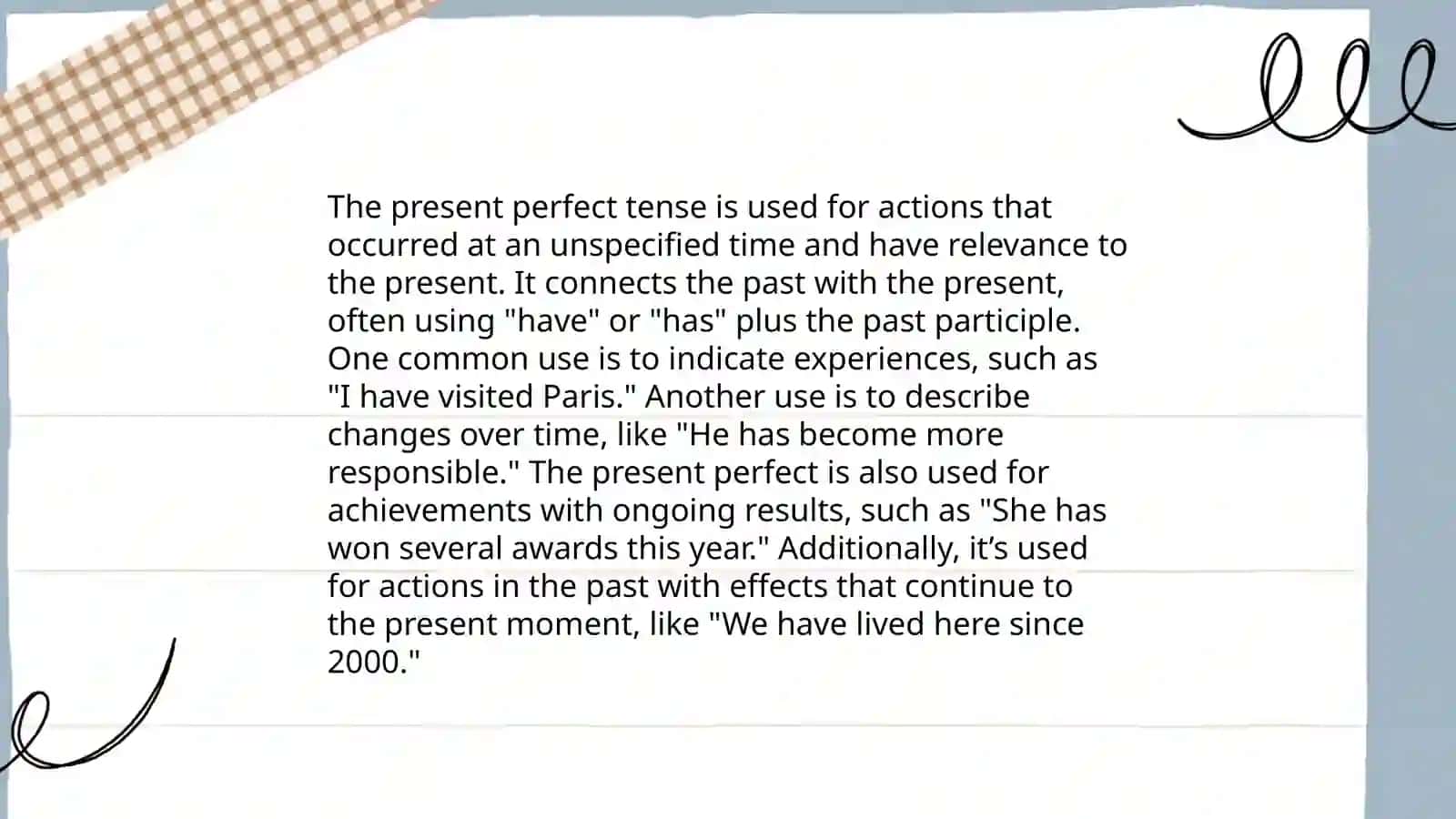 Present Perfect Tense Economics 7/24 Independent Work 4