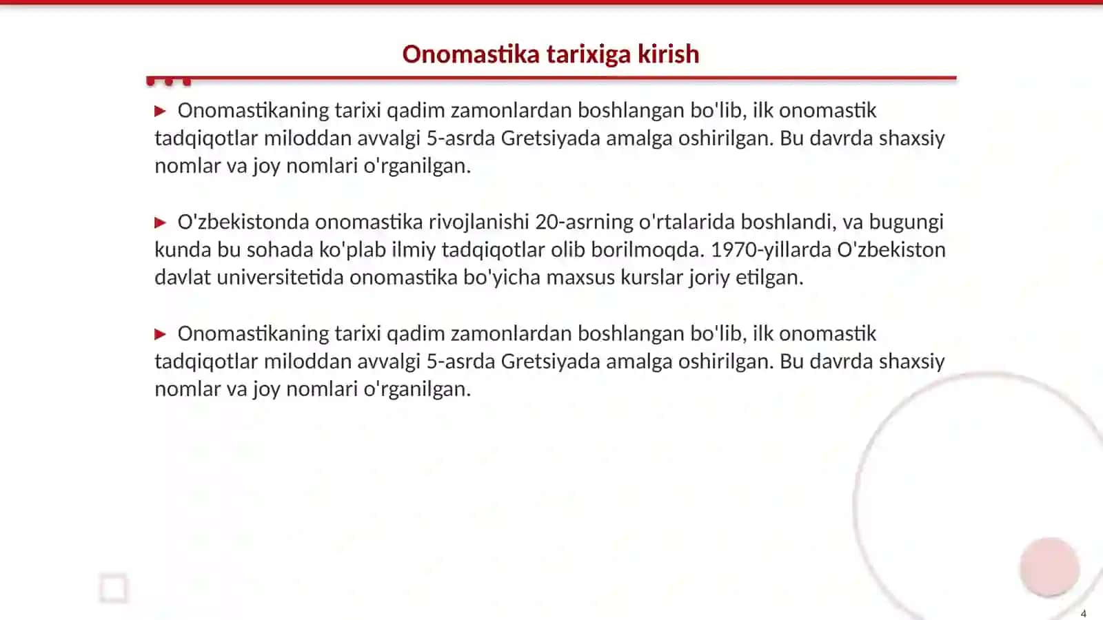 Onamastik nomlarni tadqiq qilish usullari 4