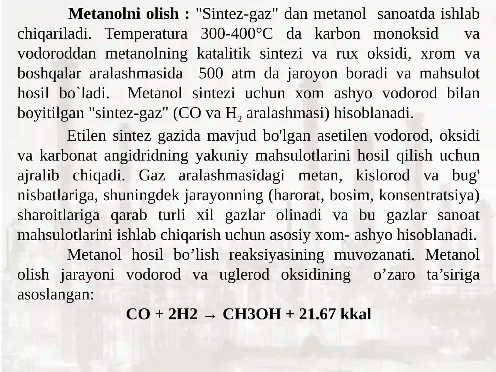 Yiliga 300000 t metanol ishlab chiqarishdagi rektifikatsion kolonnani tanlash va hisoblash 4