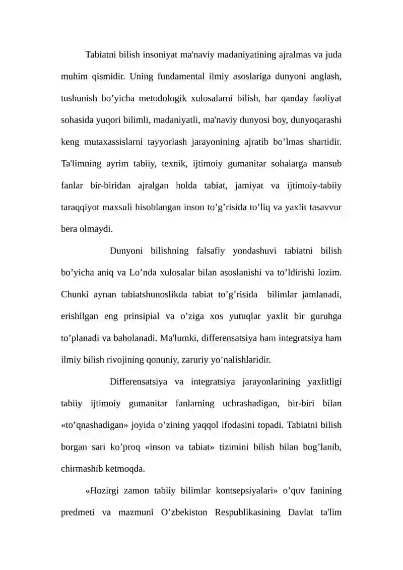Zamonaviy tabiiy fanlar kontseptsiyasi kursi 4