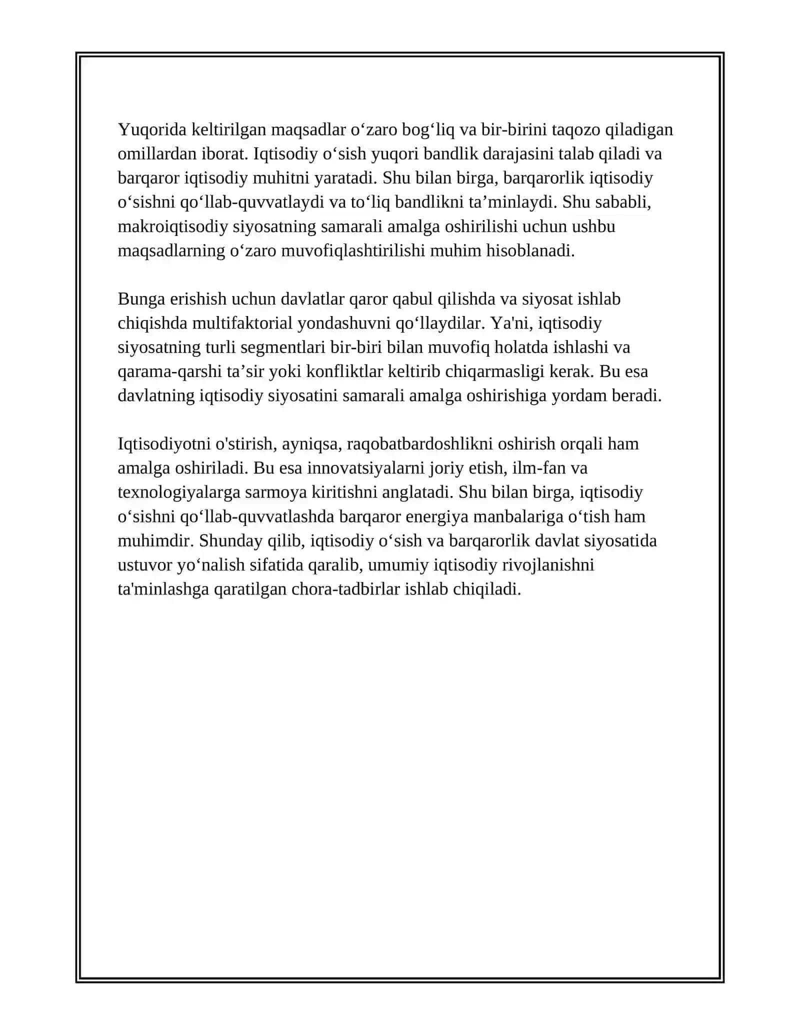 MAKROIQTISODIYOT SIYOSATINING MAQSADLARI VA ULARNING O'ZARO MUVOFIQLASHTIRILISHI 4