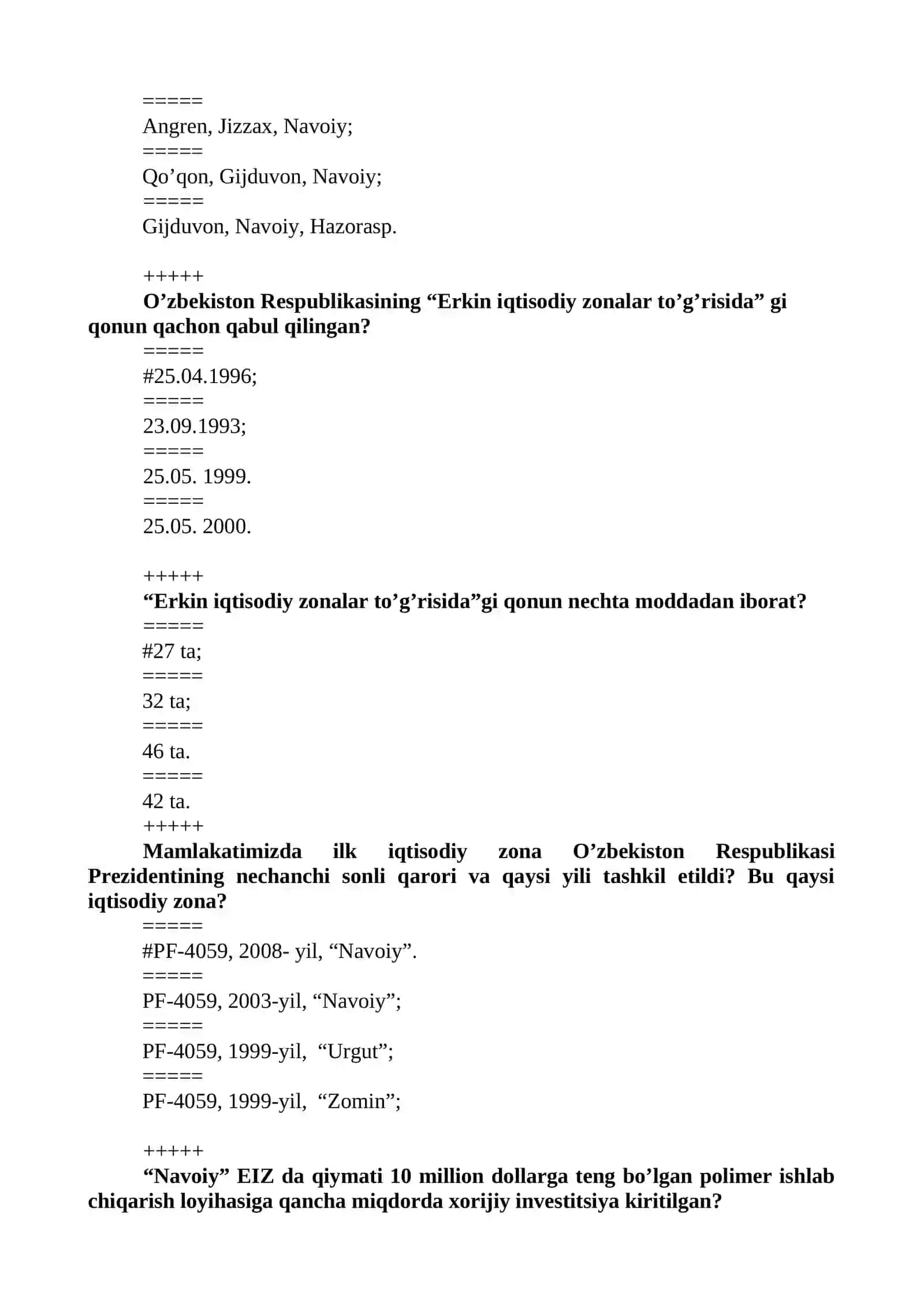 XX asr o’rtalariga kelib erkin iqtisodiy zonalar institutida nima yuz berdi? 4