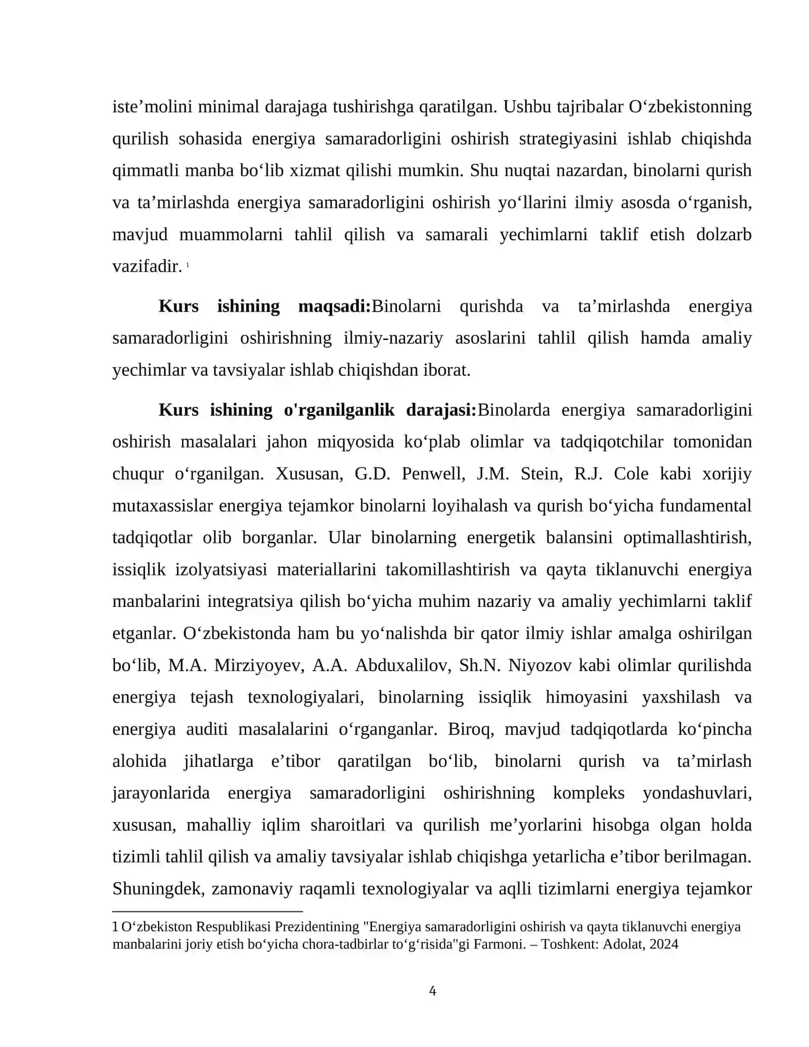 "Binolarni qurishda va ta'mirlashda energiya samaradorligini oshirish yo'llari" mavzusidagi kurs 4