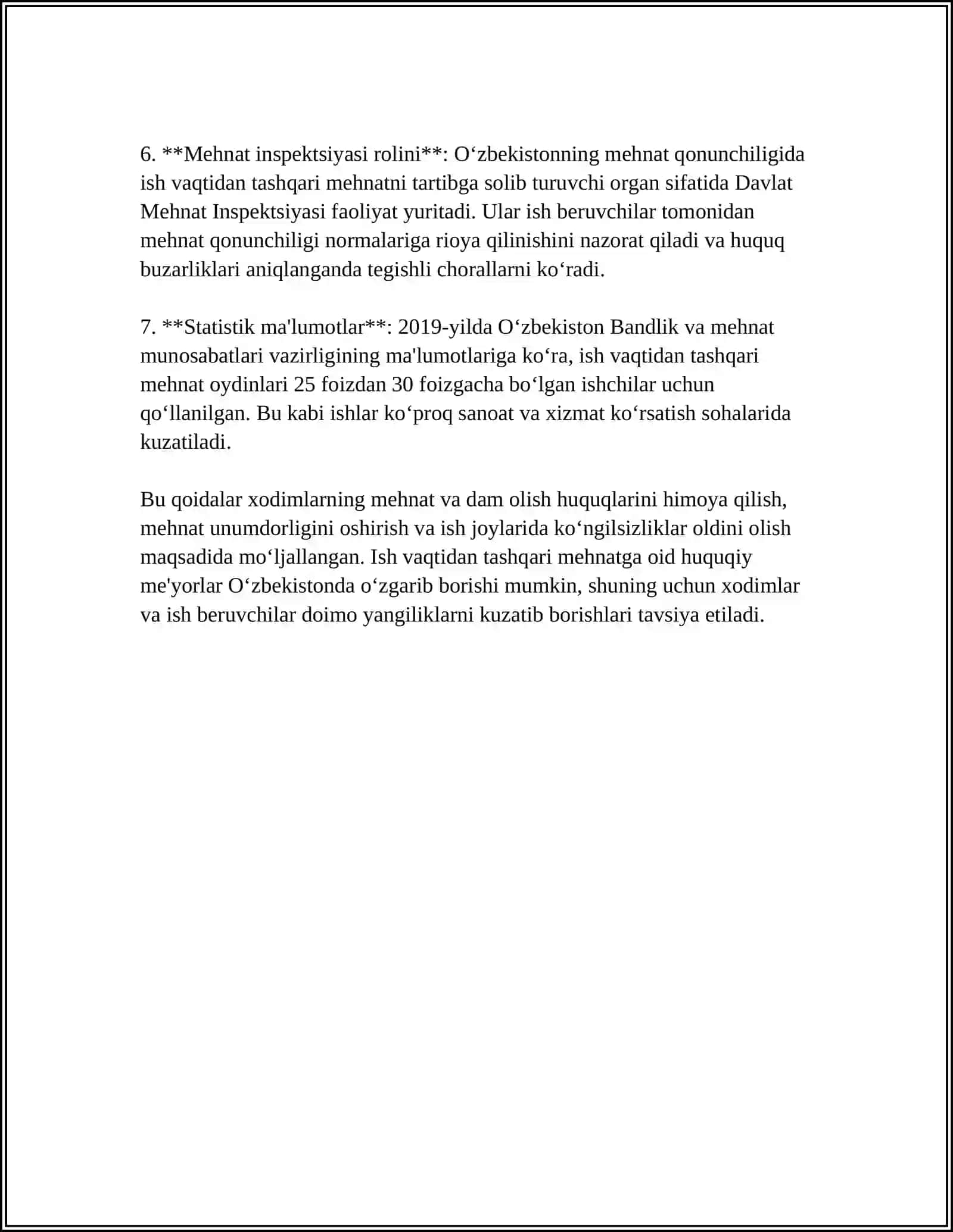 ISH VAQTIDAN TASHQARI MEHNAT VA UNING HUQUQIY TARTIBGA SOLINISHI 4