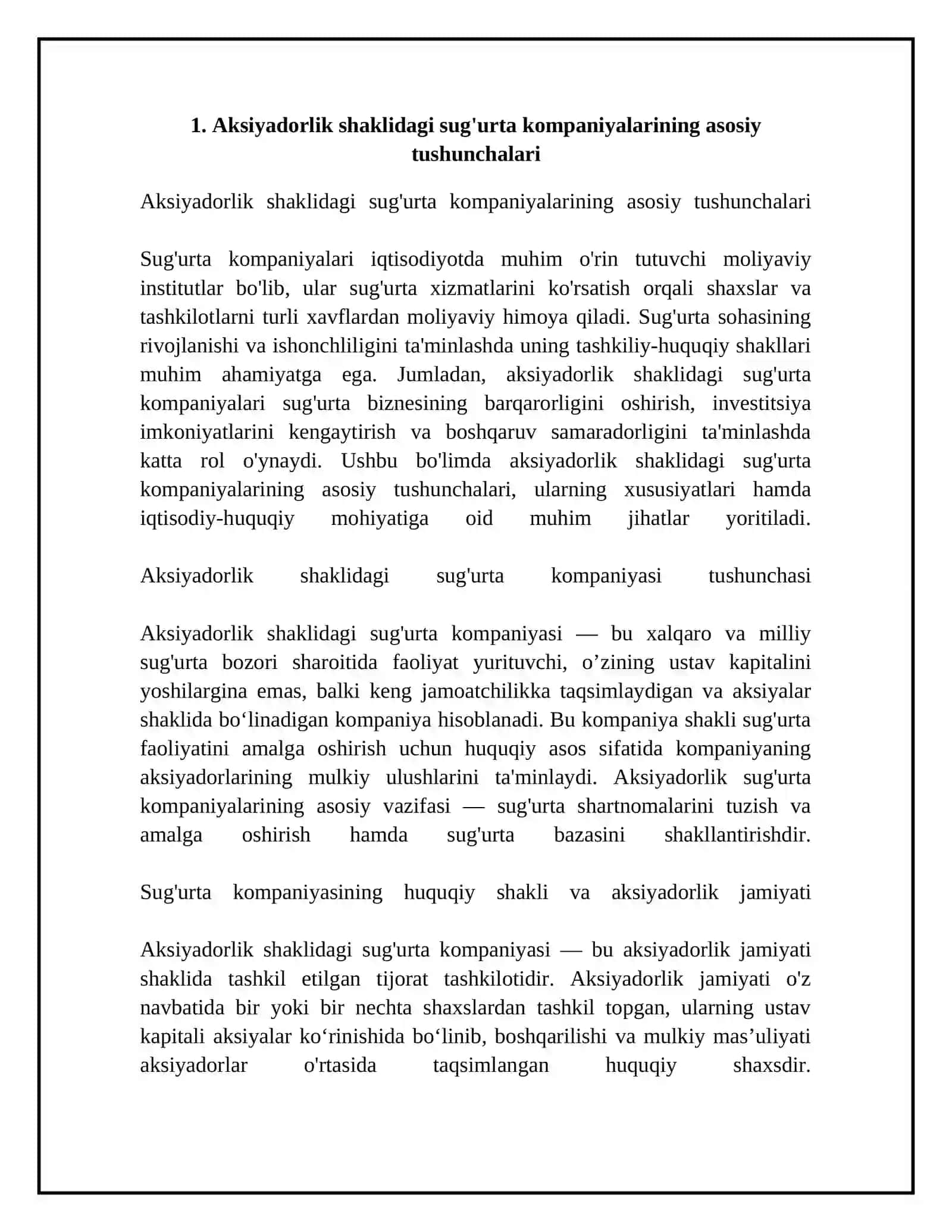 Aksiyadorlik shaklidagi sugʻurta kompaniyalari tashkiliy tuzilmalari 4