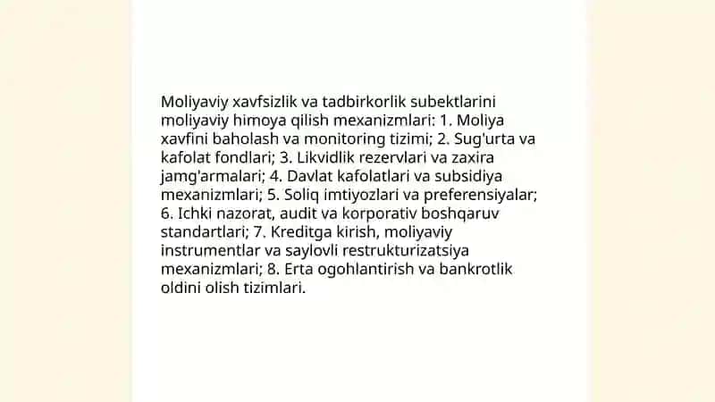 Tadbirkorlik subektlarini himoya qilish tizimini tashkil etishning zarurati 4