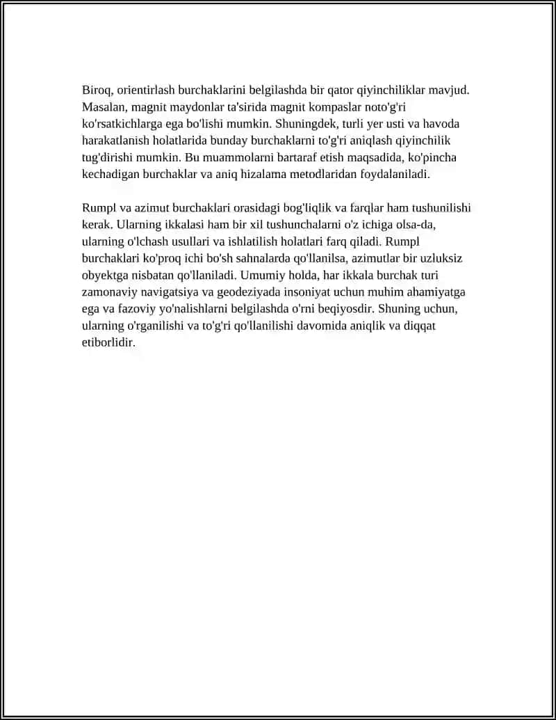 ORINTEIRLASH BURCHAKLARI RUMP VA AZIMUTLAR 4
