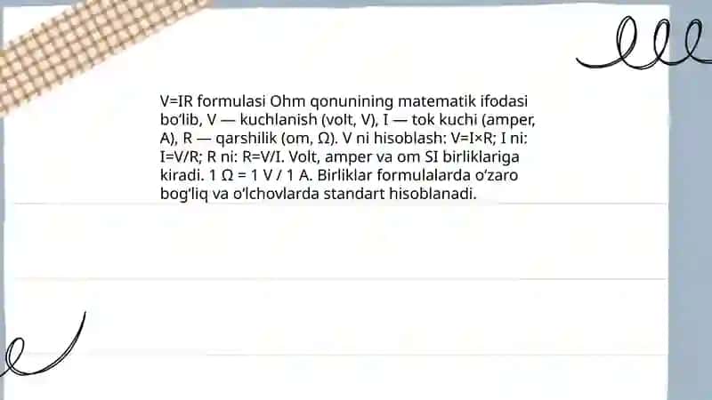 Ohm (om) qonuni va uning murakkab elektr zanjirlarini hisoblashdagi ahamiyati 4