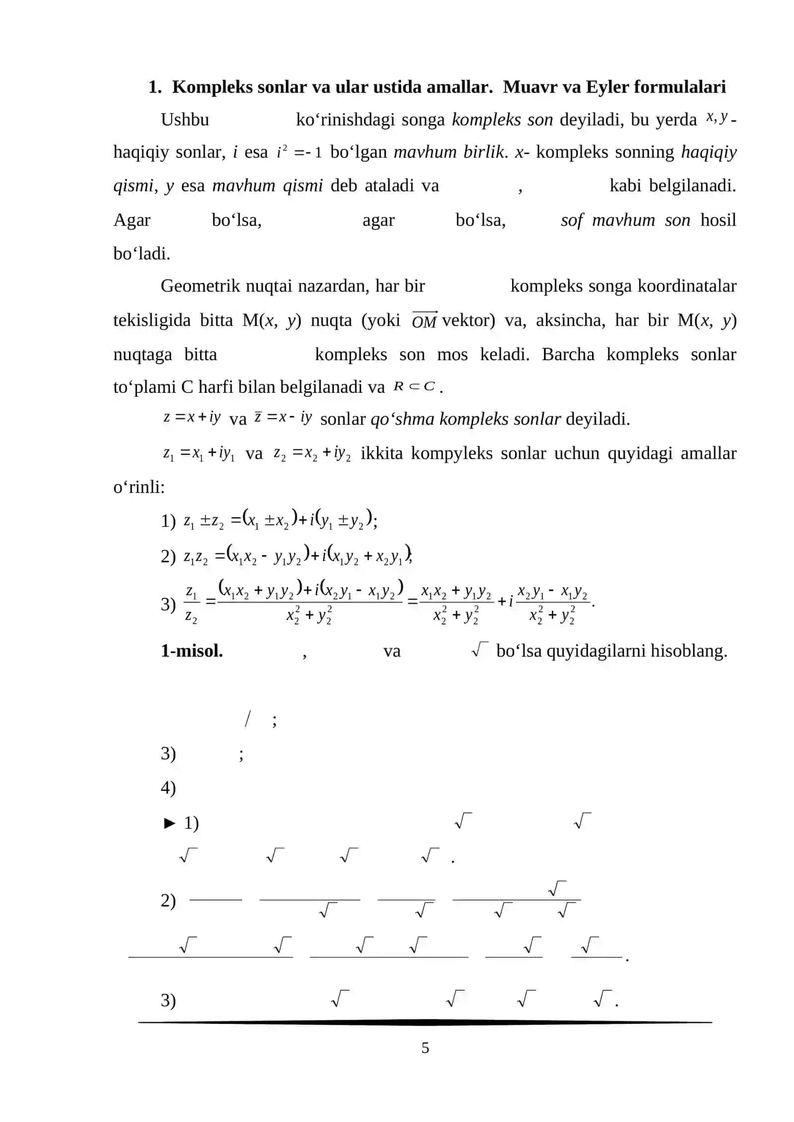 Kompleks sonlar va ular ustida amallar 4