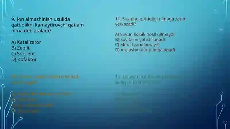Kimyo Mustaqil ishtest 4