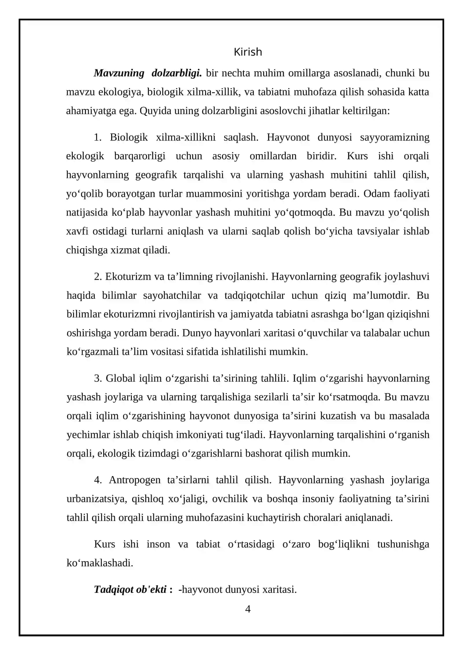 Geografiya fanidan Dunyo hayvonlar xaritasi mavzusida kurs ishi 4