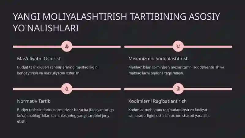 G'AZNACHILIKDA BUDJET TASHKILOTLARI XARAJAT SMETALARINI RO'YXATGA OLISH TAQDIMOT REJASI 4