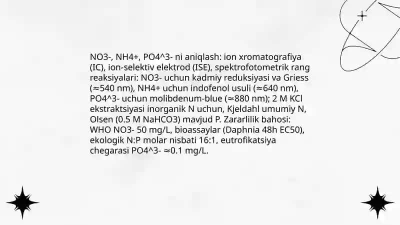 Tuproq va suvning ifloslanishida ion boglanishli birikmalarni aniqlash 4