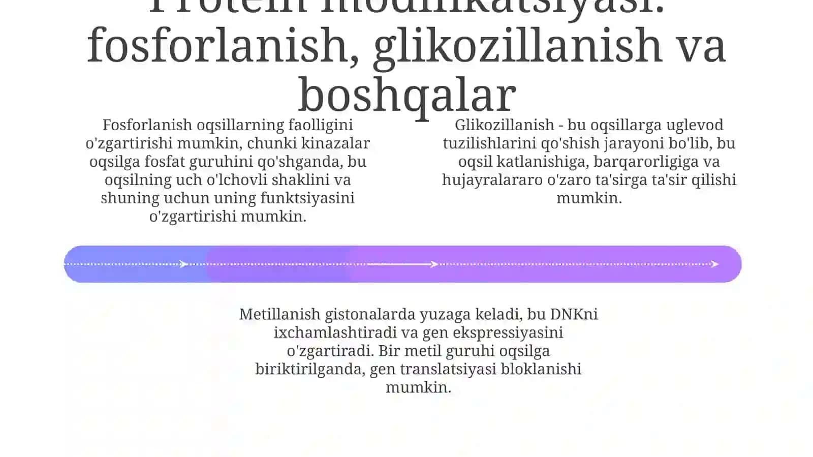 Oqsillarning biokimyoviy o'zgarishi 4