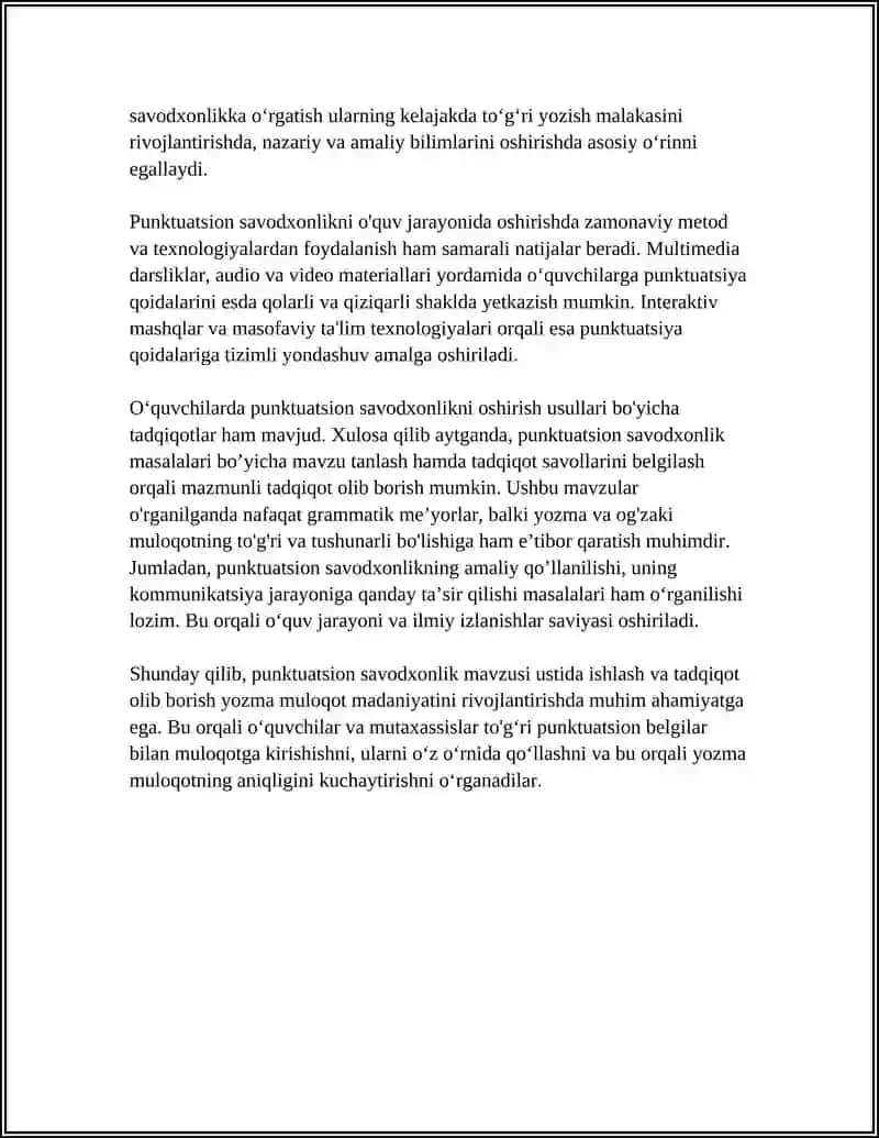 PUNKTUATSION SAVODXONLIKNI BÕYICHA REFERAT YOZISH VA TAQDIMOT TAYYORLASH 4
