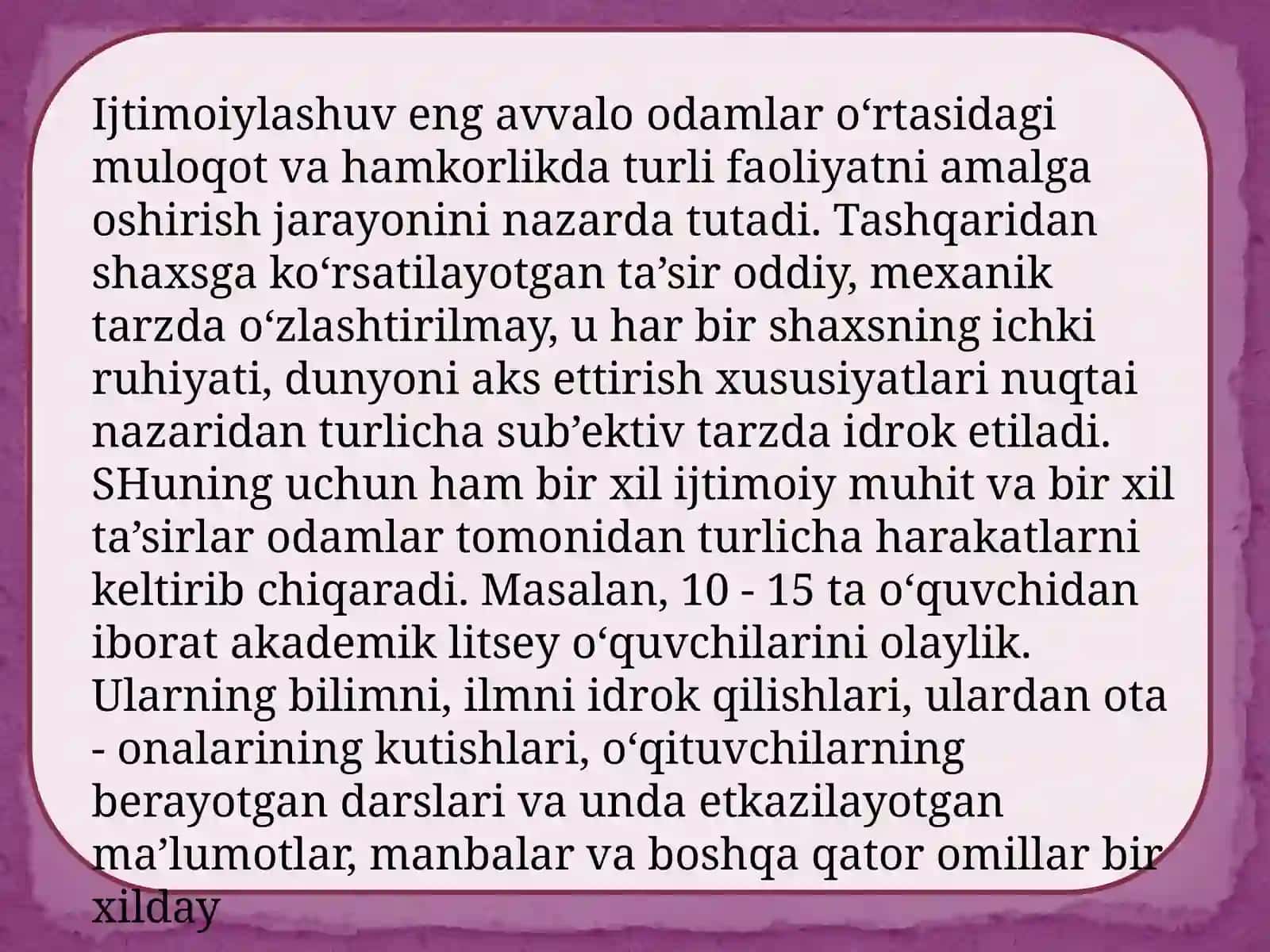 Ijtimoiy ta’sirlarning shaxs tomonidan qabul qilinishi 4