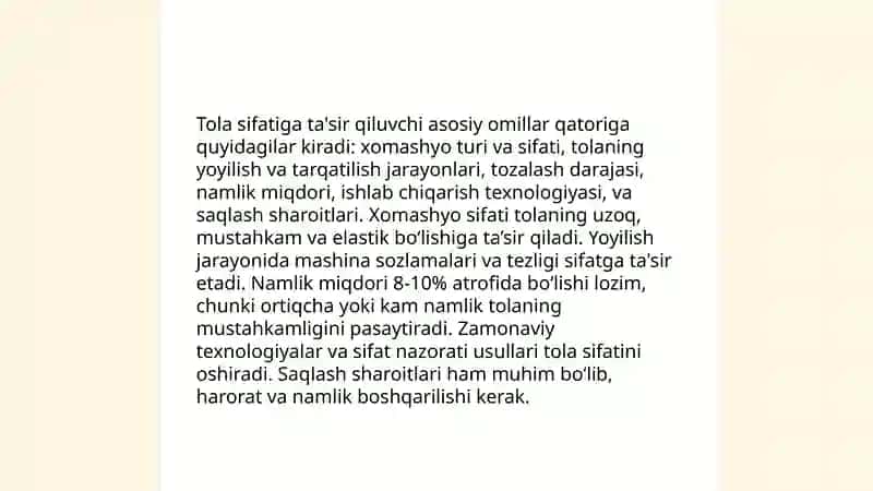Bôyovchi moddalarning tola sifatiga tasiri 4