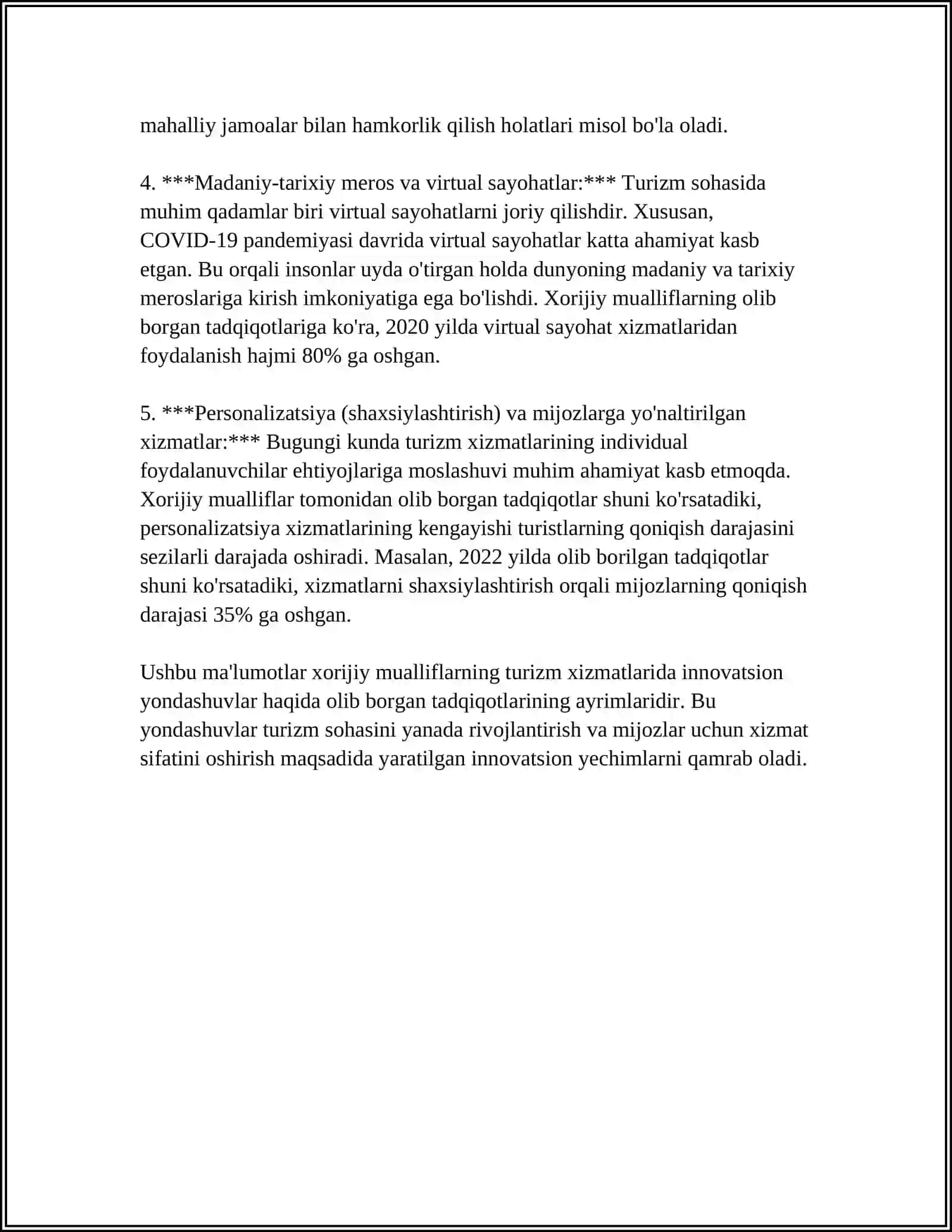 XORIJIY MUALLIFLARNING TURIZMDA XIZMAT KÕRSATISHGA BÕLGAN ILMIY YONDASHUVLARI 4