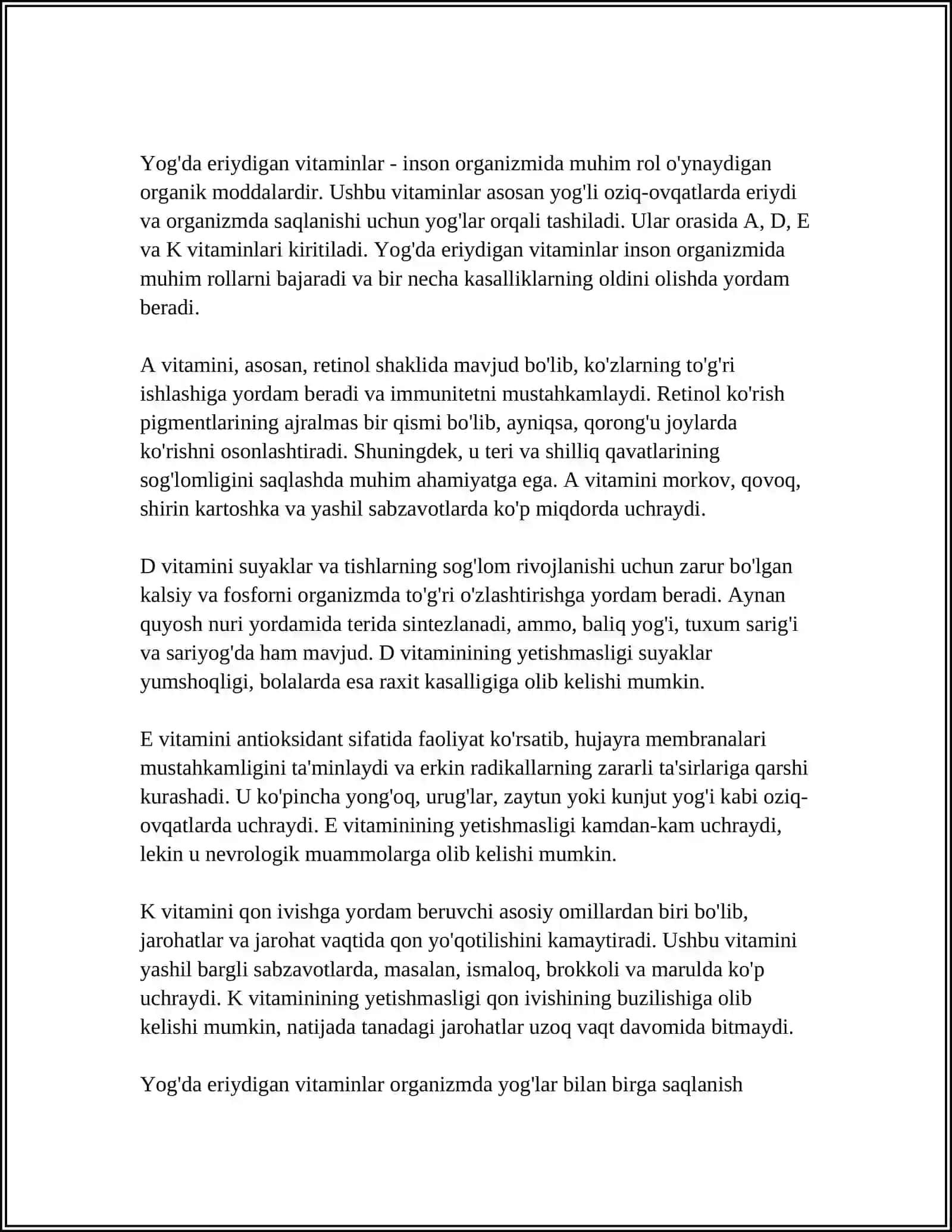 Vitaminlar Tasnifi 4