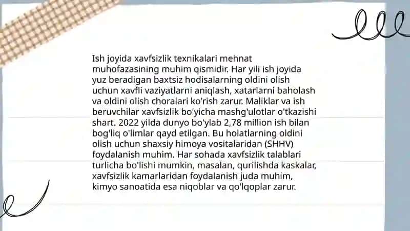 Mehnatni muhofaza qilish va texnika xavfsizligi 4